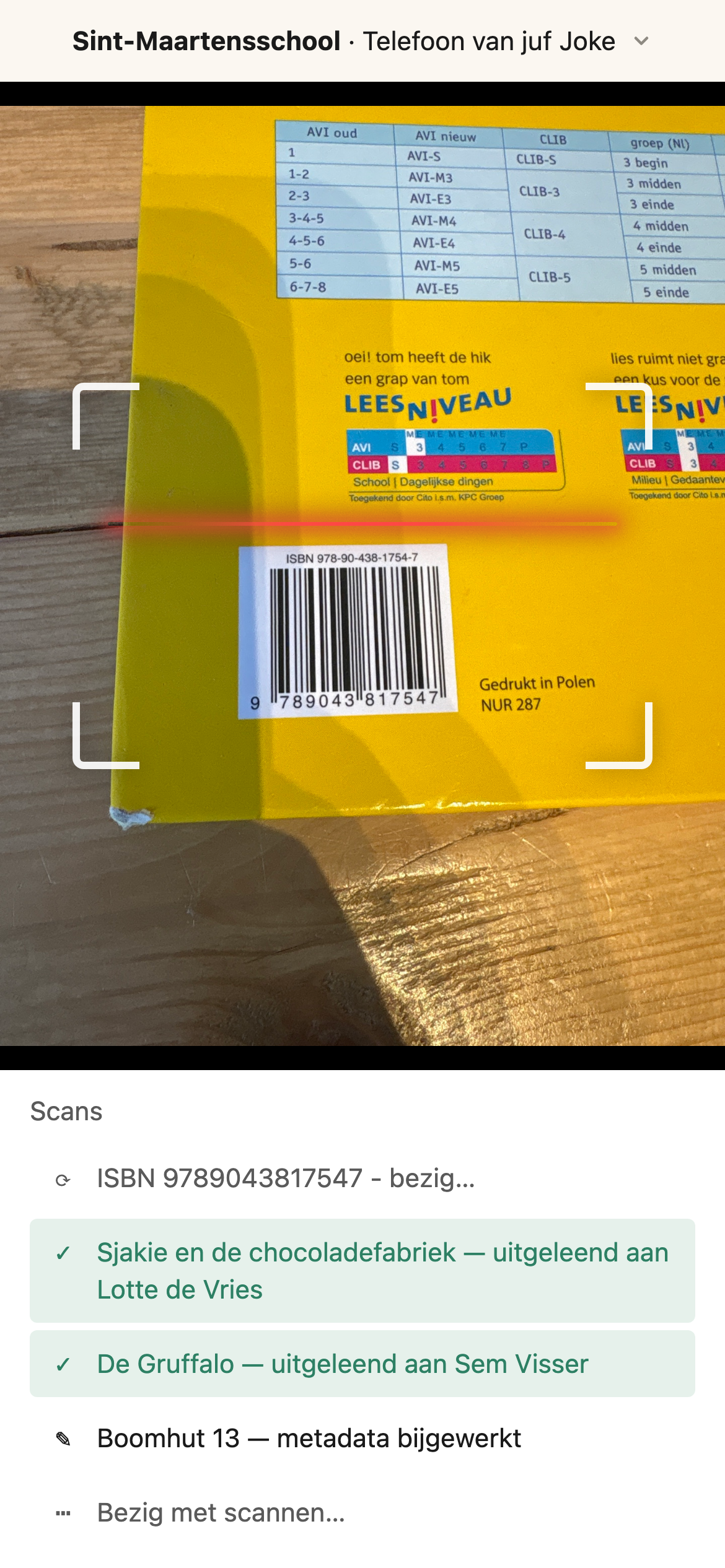 Scanner-app op de telefoon